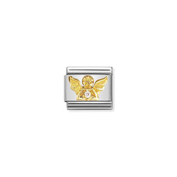 Nomination Composable Classic Link Daily Life Angel in 18k gold and Cubic Zirconia