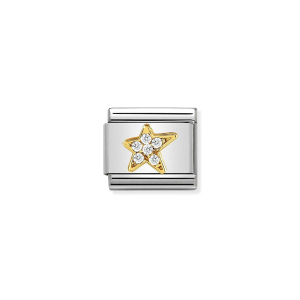Nomination Composable Classic Link FUN 1 Asymmetric Star in Stainless Steel Gold 18k & Cubic Zirconia