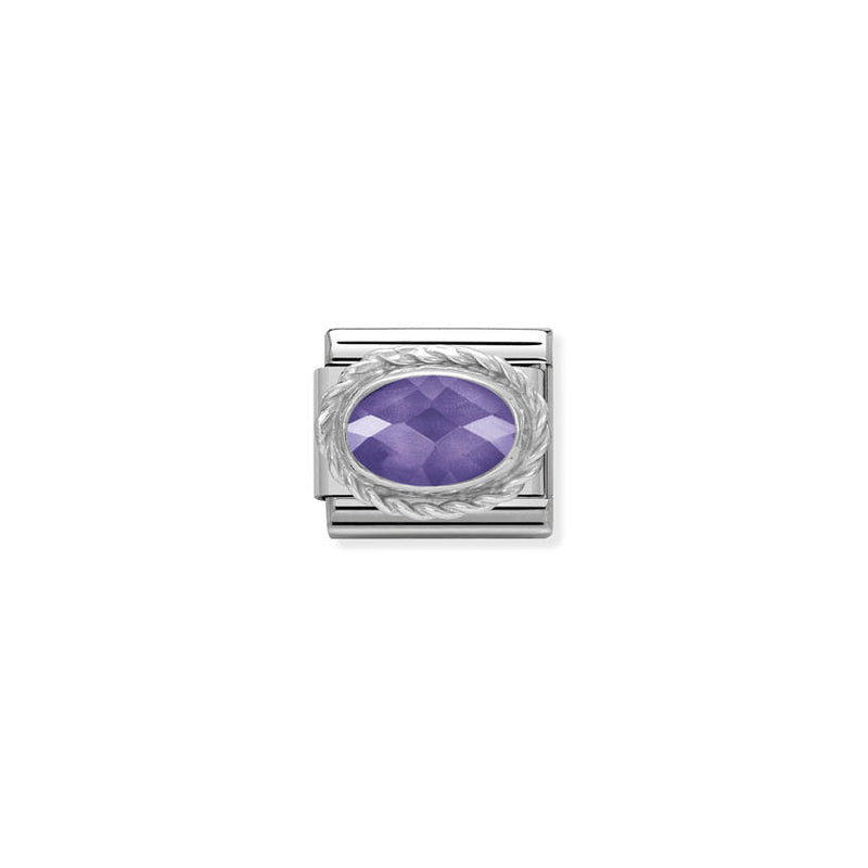 Nomination Composable charm featuring a purple cubic zirconia stone set in sterling silver.