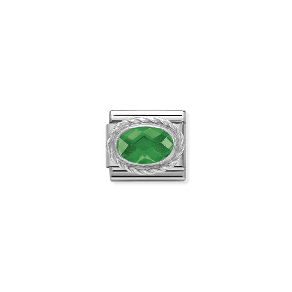 Nomination Composable Classic Link Faceted Cubic Zirconia Emerald Green in Sterling Silver