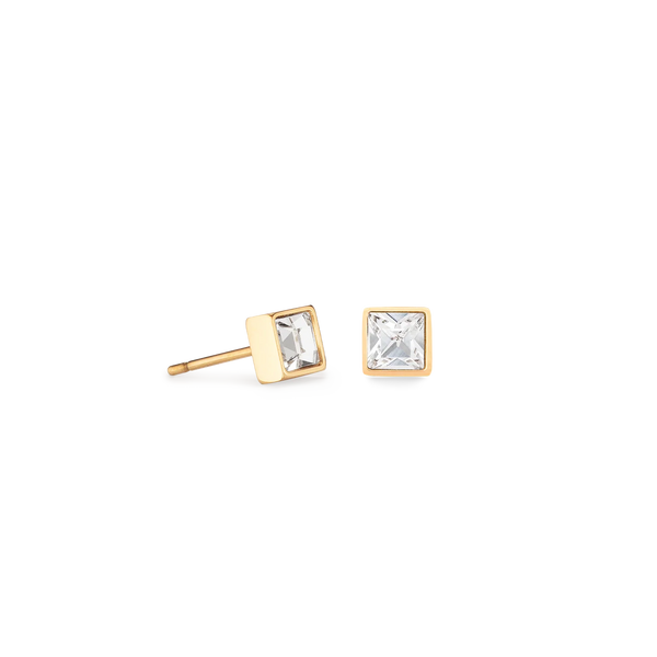 Coeur De Lion Gold Plated Square Crystal Stud Earrings 0501/21-1816