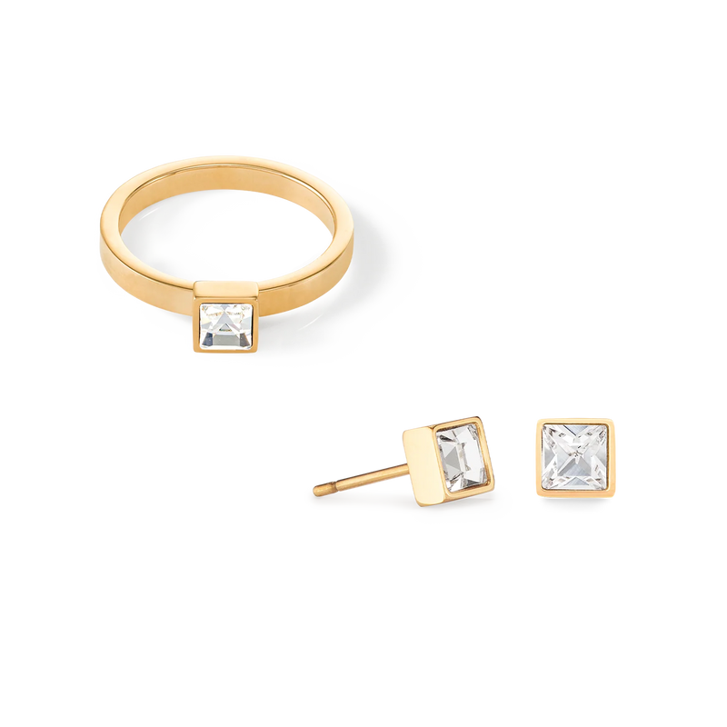 Coeur De Lion Gold Plated Square Crystal Stud Earrings 0501/21-1816