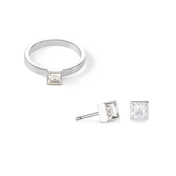 Coeur De Lion Stainless Steel Square Crystal Stud Earrings 0501/21-1817