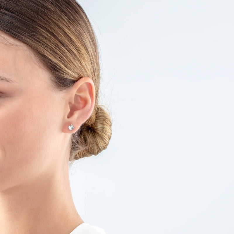 Coeur De Lion Stainless Steel Square Crystal Stud Earrings 0501/21-1817