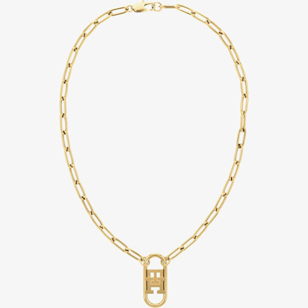 Tommy Hilfiger Monogram Necklace Stainless Steel Gold Plated