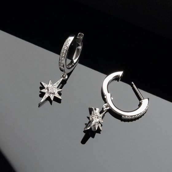 Kit Heath Silver Celeste North Star CZ Hoop Earrings 50456CZ