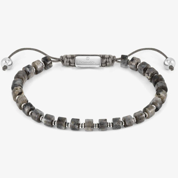 Nomination Instinct bracelet with gray jasper stones and stainless steel details; adjustable closure.