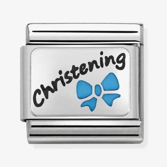 Nomination Composable Classic Link Blue Boe Christening in Steel Enamel and 925 Silver