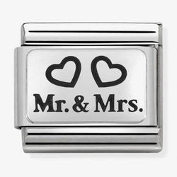 Nomination Composable Link Oxidized Plates Mr Mrs Steel 925