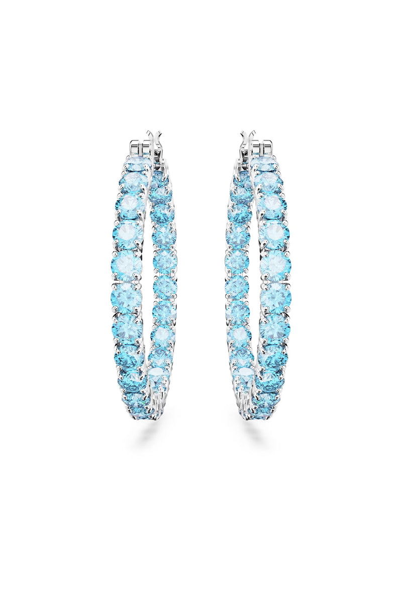 Swarovski Matrix Hoop Blue Earrings Rhodium Plated