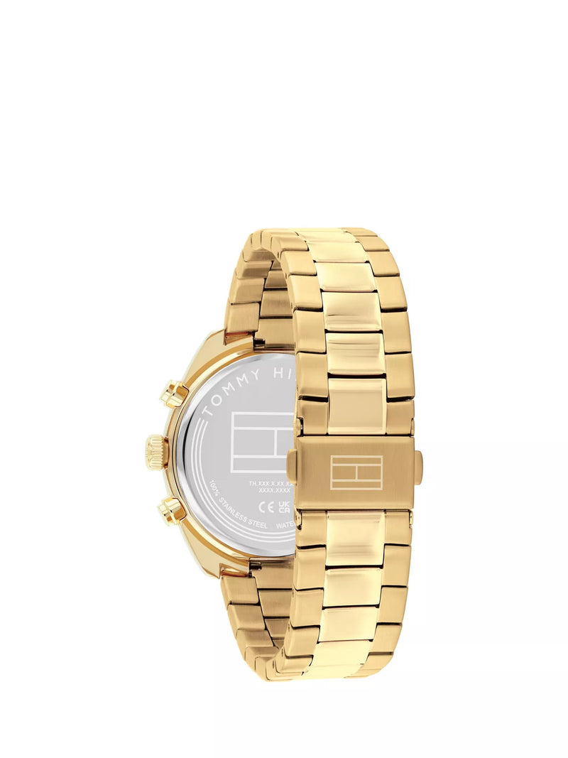 Tommy Hilfiger Men's Gold Plated Hudson, White Chronograph Dial, Bracelet Watch 1710723