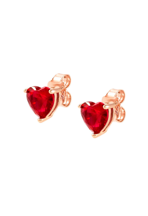 Nomination Sweetrock Sparkling Love Red Heart Earrings Silver Rose Gold Plated