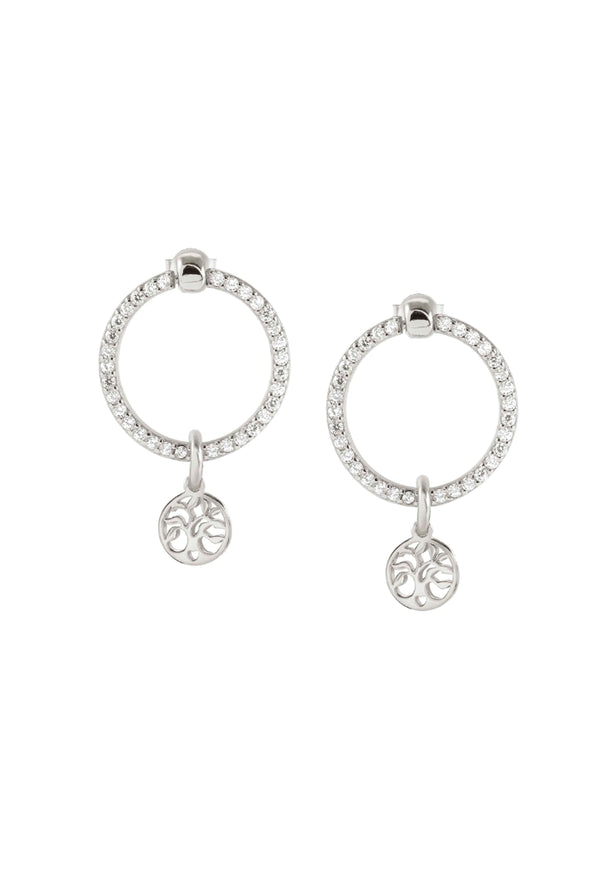 Nomination Chic & Charm CZ Circle With Tree Of Life Earrings Silver