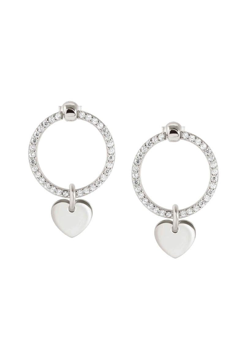 Nomination Chic & Charm CZ Circle With Heart Earrings Silver