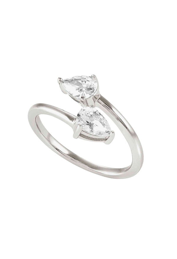 Nomination Colour Wave Pear Shaped Cubic Zirconia Ring Silver