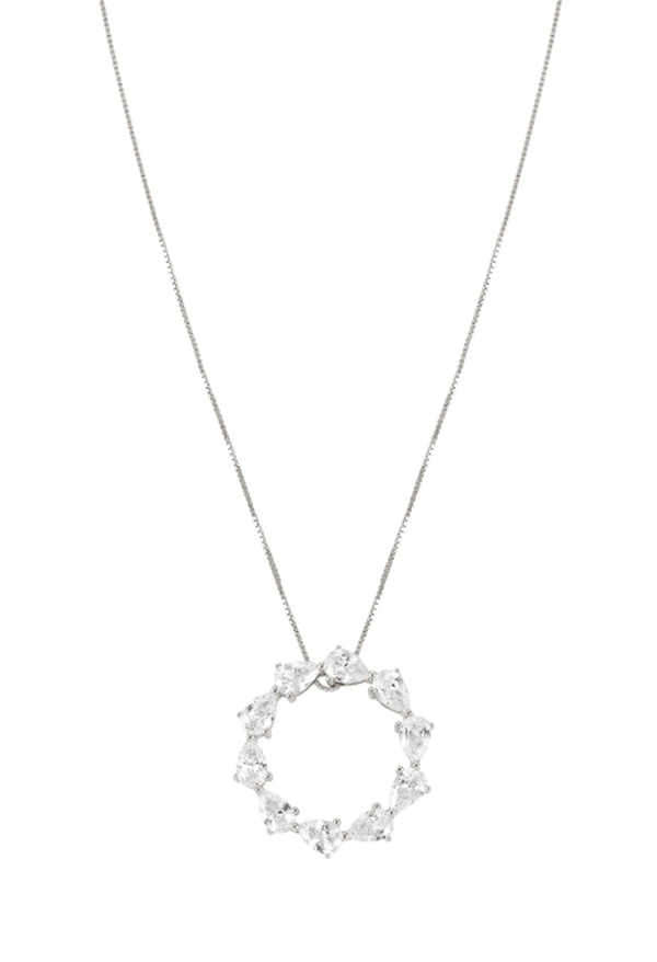 Nomination Colour Wave Pear Shaped Cubic Zirconia Circle Necklace Silver