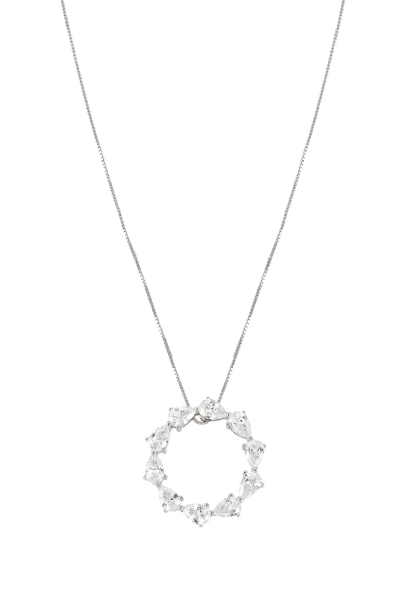 Nomination Colour Wave Pear Shaped Cubic Zirconia Circle Necklace Silver
