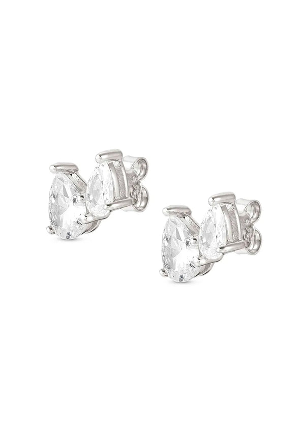 Nomination Colour Wave Pear Shaped Cubic Zirconia Stud Earrings Silver