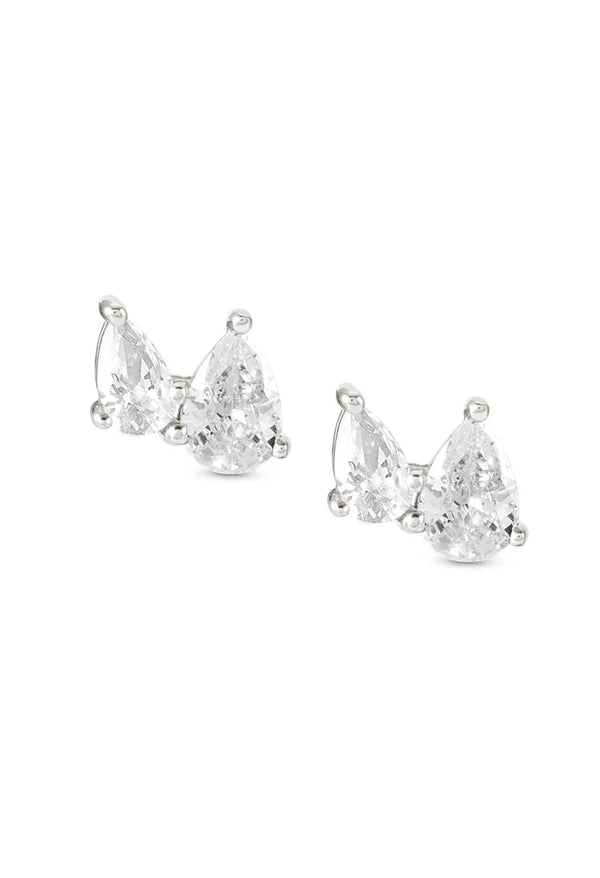 Nomination Colour Wave Pear Shaped Cubic Zirconia Stud Earrings Silver