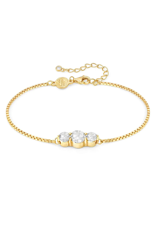 Nomination Colour Wave Cubic Zirconia 3 Stone Bracelet Silver Gold Plated