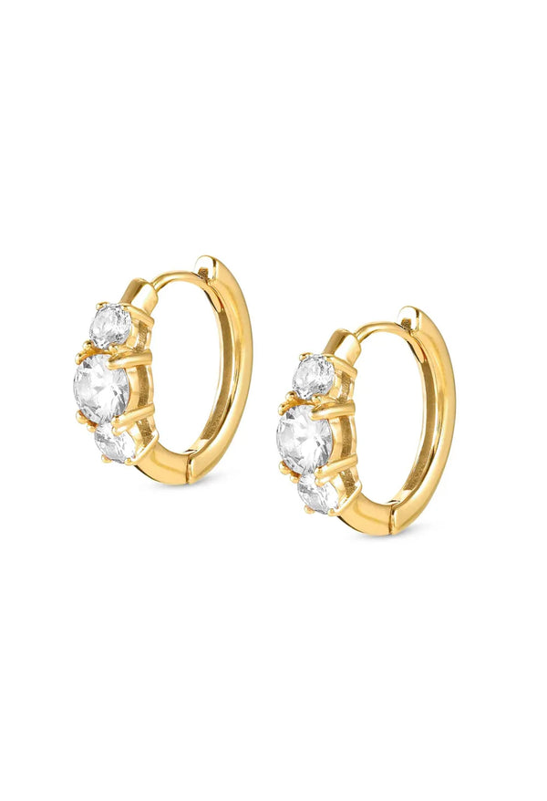 Nomination Colour Wave Cubic Zirconia 3 Stone Hoop Earrings Silver Gold Plated