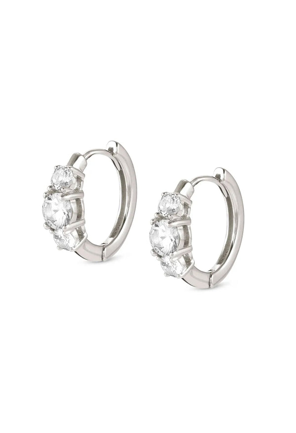 Nomination Colour Wave Cubic Zirconia 3 Stone Hoop Earrings Silver