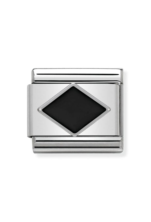 Nomination Composable Classic Link SYMBOLS Black Rhombus in Stainless Steel, Enamel & Silver 925 *