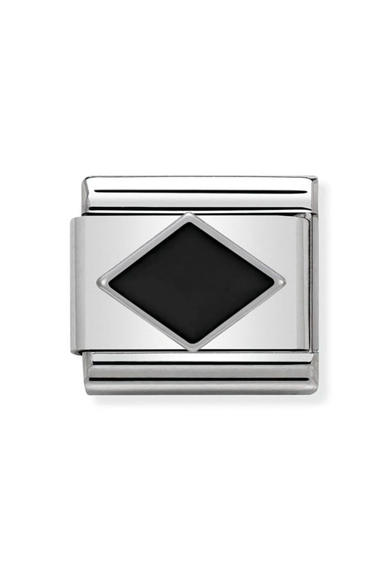 Nomination Composable Classic Link SYMBOLS Black Rhombus in Stainless Steel, Enamel & Silver 925 *