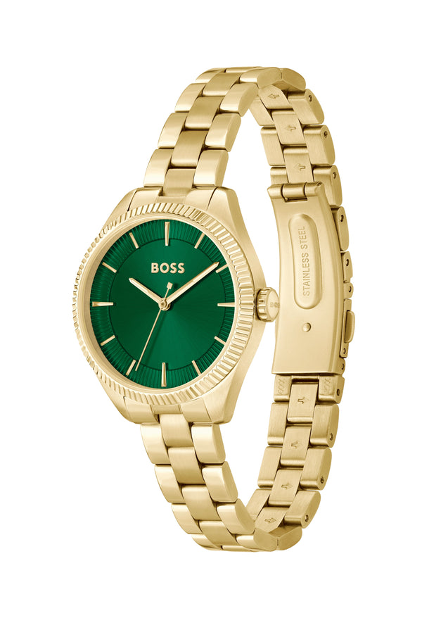 BOSS Ladies Sage Green Dial Bracelet Gold Plated Watch
