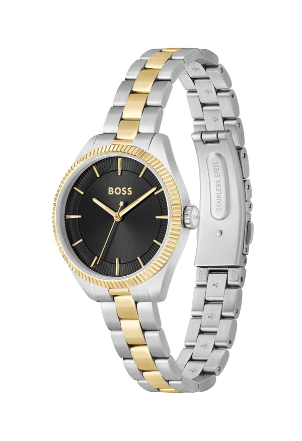 BOSS Ladies Sage Black Dial Bracelet Stainless Steel GP Watch