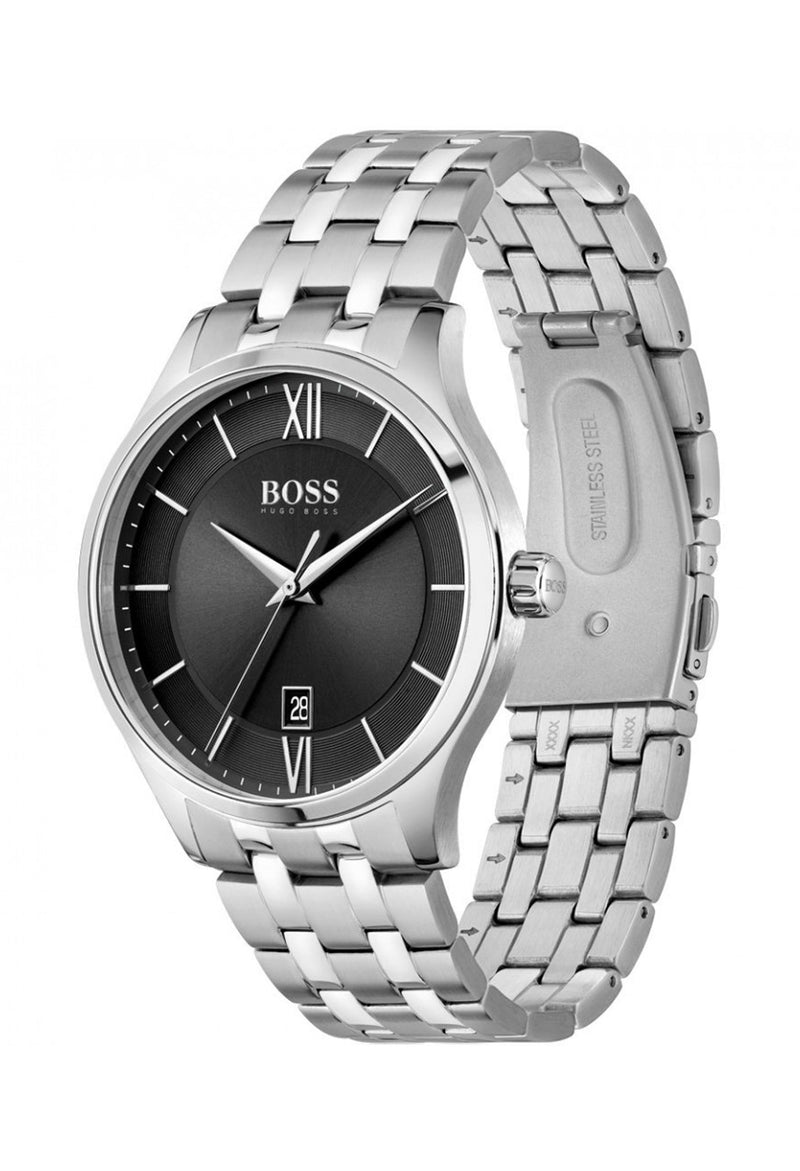 BOSS Gents Elite Black Dial Stainless Steel Bracelet Watch