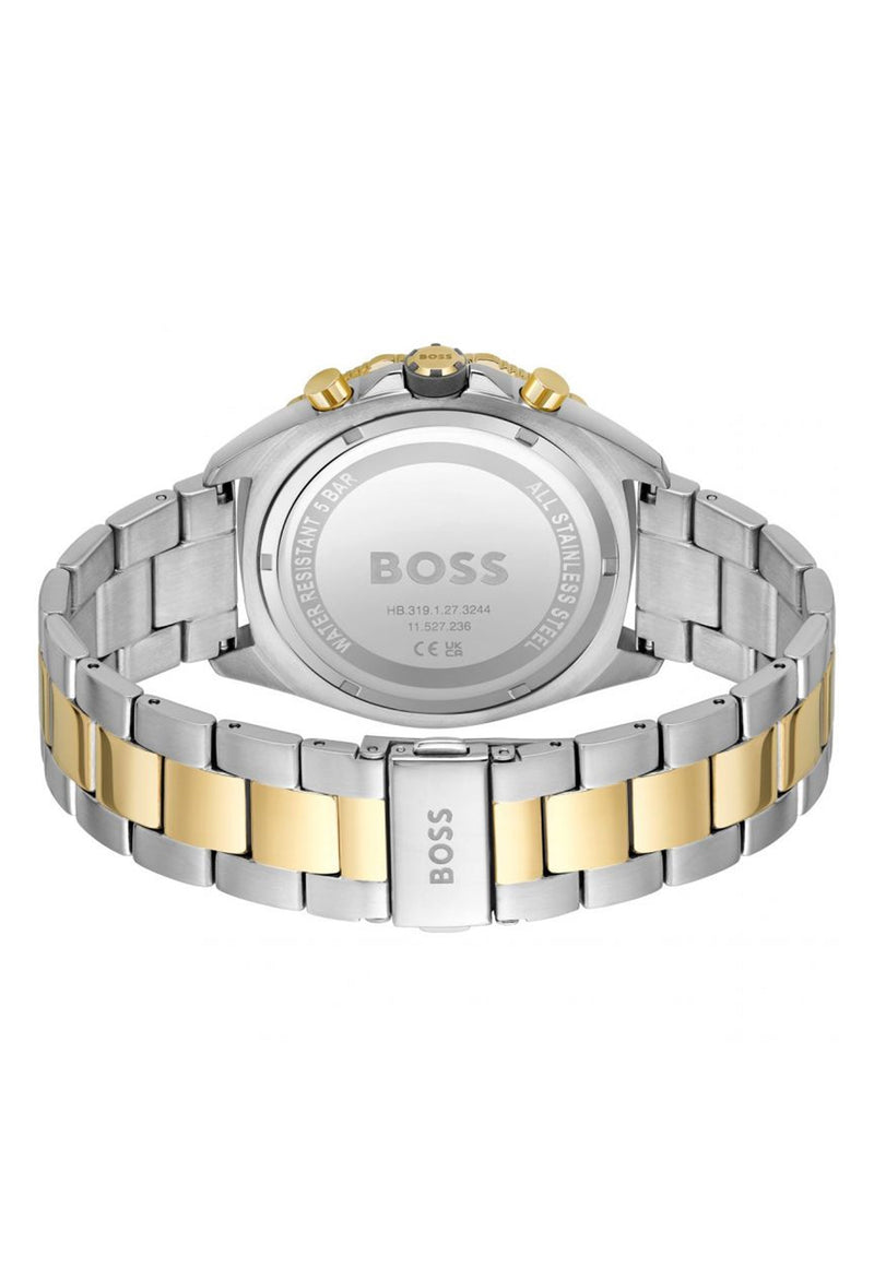 BOSS Gents Stainless Steel Gold Plated Energy Grey Dial Chrono Watch *
