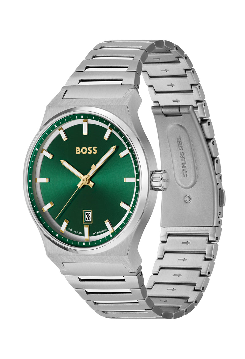 BOSS Mens Candor Green Dial Bracelet Stainless Steel Watch