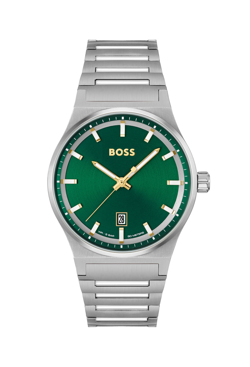 BOSS Gents Candor Green Dial Bracelet Stainless Steel Watch