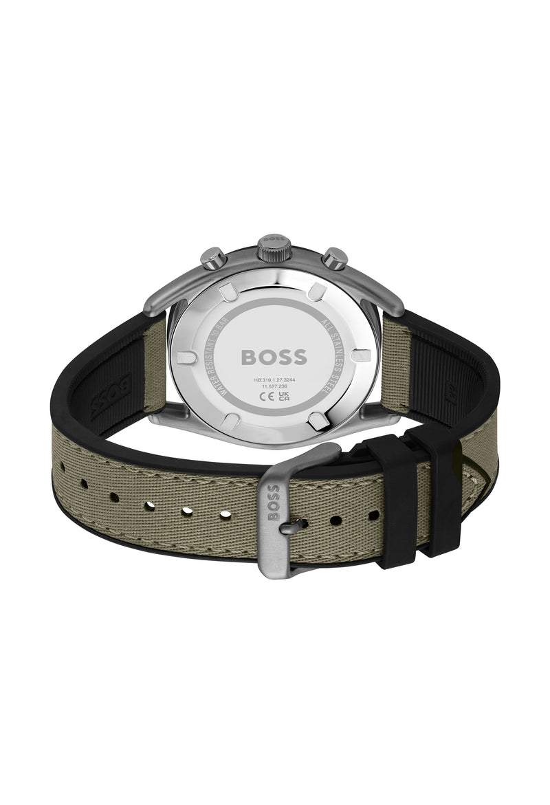 BOSS Gents Top Khaki Chronograph Dial Strap Grey IP Watch