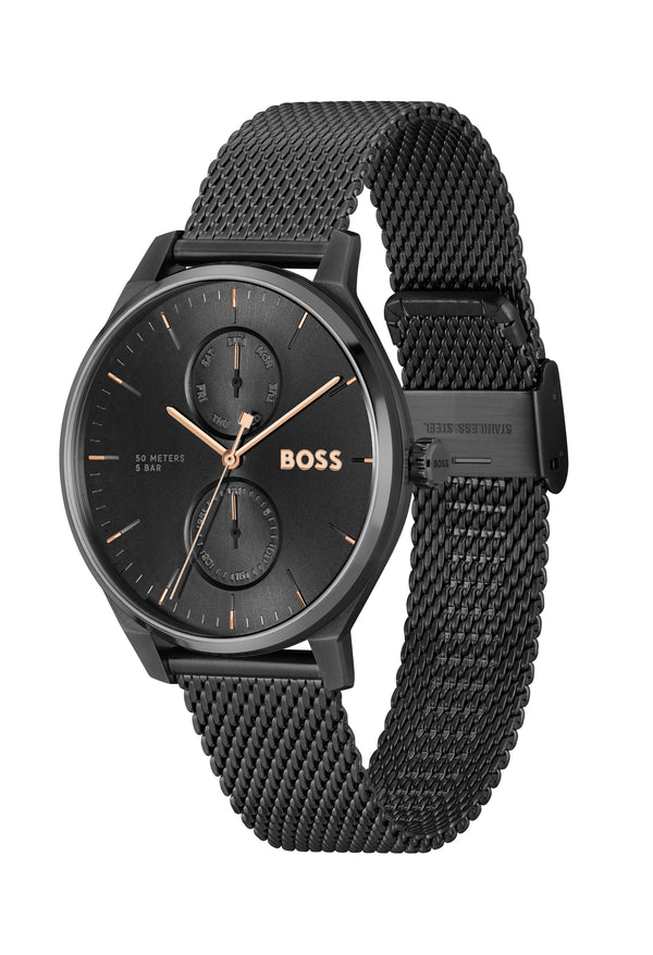 BOSS Gents Tyler Black Dial Bracelet Black Ion Plated Watch