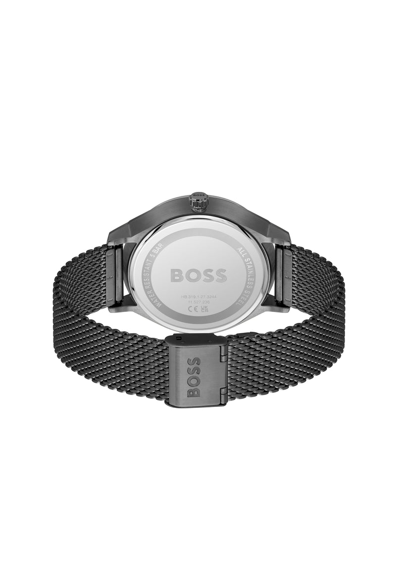BOSS Gents Tyler Black Dial Bracelet Black Ion Plated Watch