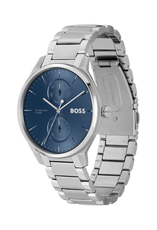 BOSS Gents Tyler Blue Day & Date Dial Stainless Steel Bracelet Watch