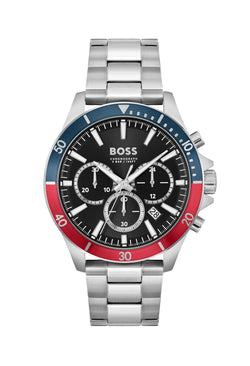 BOSS Mens Troper Black Chronograph Dial Bracelet Stainless Steel Watch