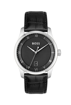 BOSS Gents Principle Black Roman Dial Strap Stainless Steel Watch