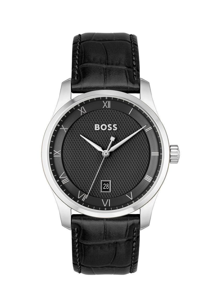 BOSS Gents Principle Black Roman Dial Strap Stainless Steel Watch