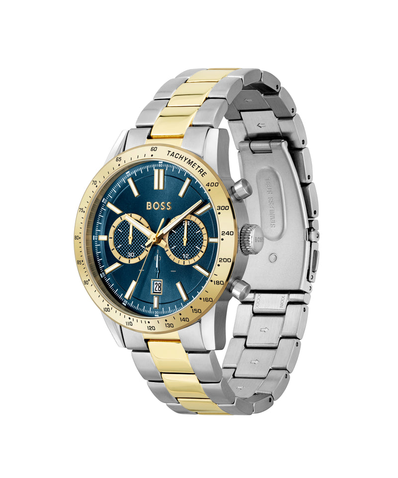 BOSS Mens Allure Blue Dial Bracelet Watch Stainless Steel/Gold Plated