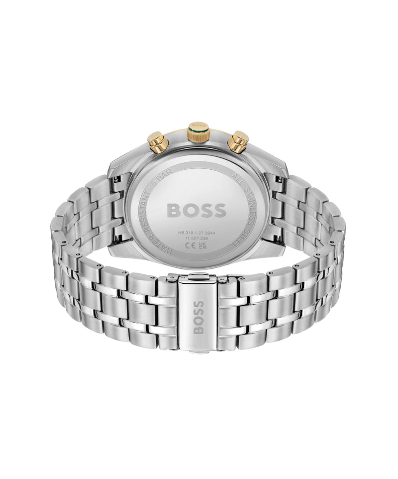 BOSS Mens Skytraveller Green Dial Bracelet Watch Stainless Steel