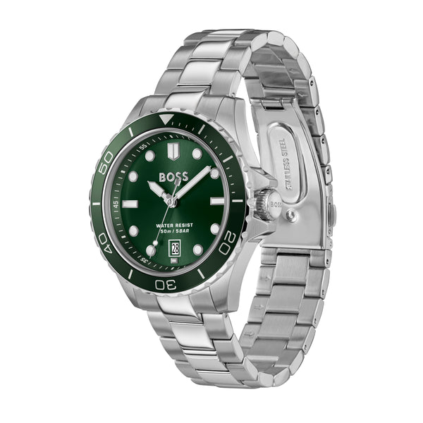 Mens, Stainless Steel,Troper Sport, Green Dial, Bracelet Watch 1514294