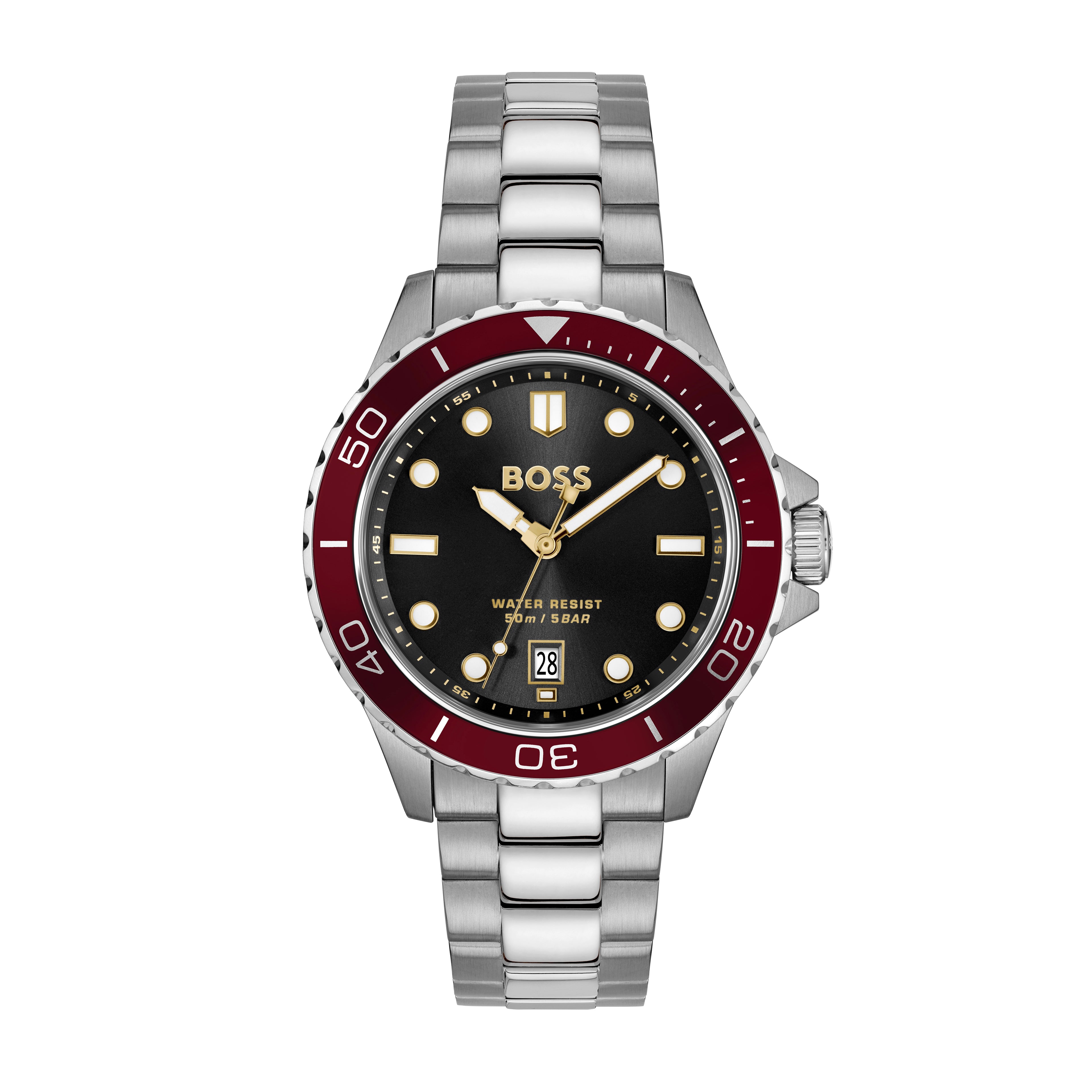 Troper Sport, Black Dial, Cherry Bezel, Bracelet Watch 1514304