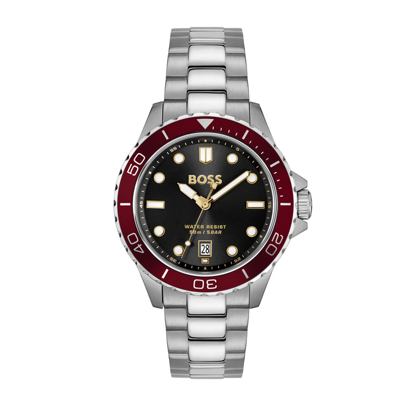 Troper Sport, Black Dial, Cherry Bezel, Bracelet Watch 1514304