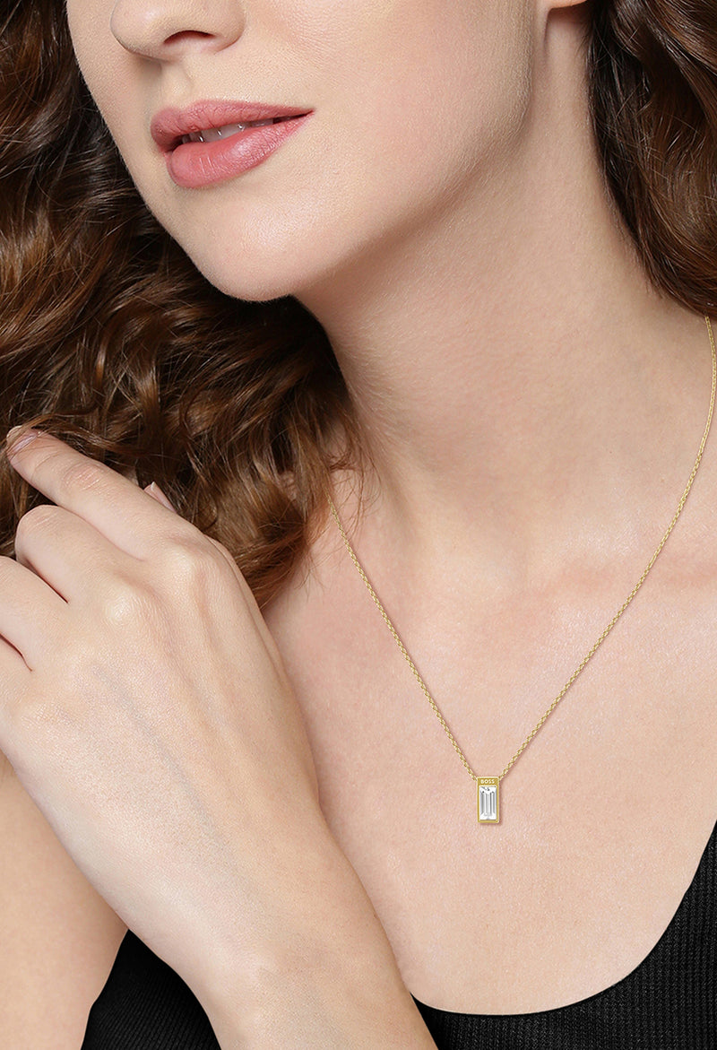 BOSS Clia Crystal Pendant in Yellow Gold Plated *