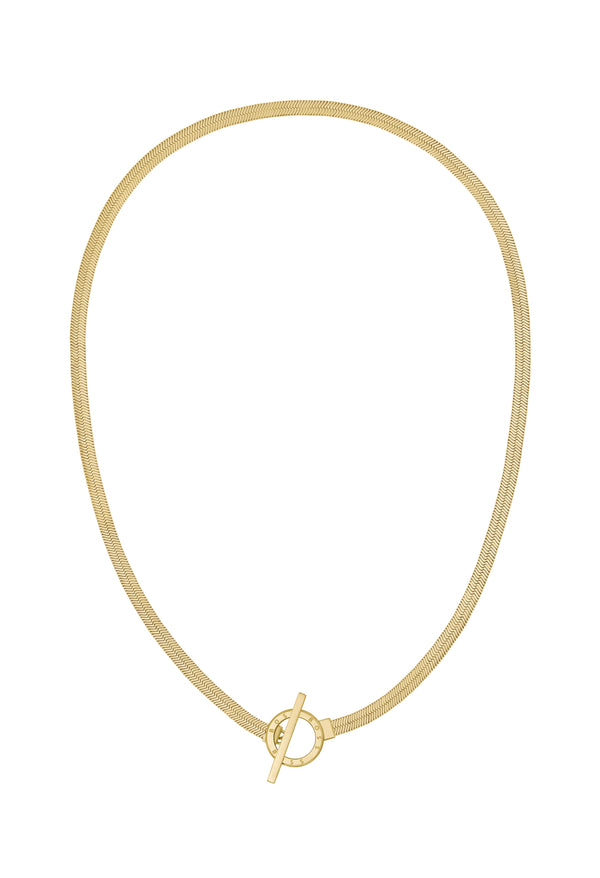 BOSS Zia Herringbone T-Bar Necklace in Gold Ion Plated