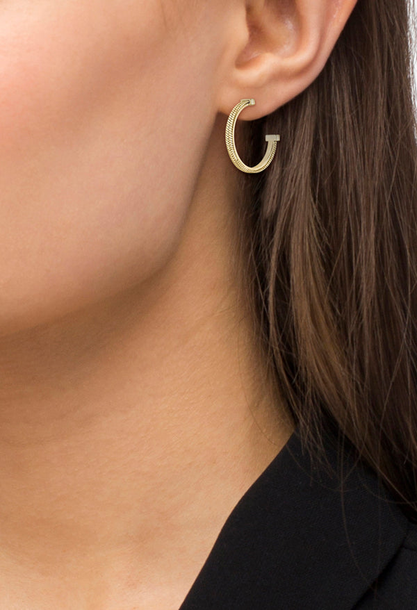 BOSS Ladies Zia Hoop Gold Plated Earrings