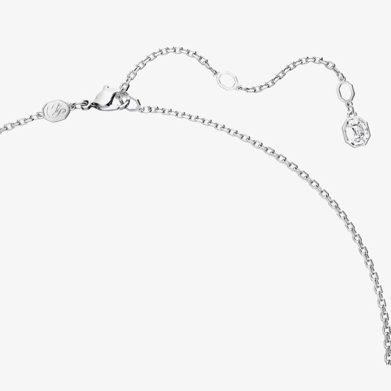 Swarovski Millenia: Blue Octagon Cut Pendant And Long Chain Rhodium Plated